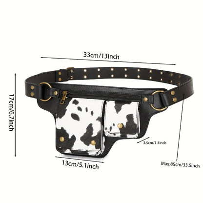 Waist Bag – Multi-Pocket, Cow Print Waist Chest Adjustable – detail view 3