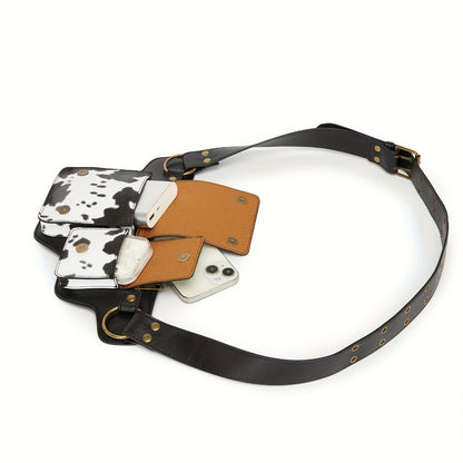 Waist Bag – Multi-Pocket, Cow Print Waist Chest Adjustable – detail view 5