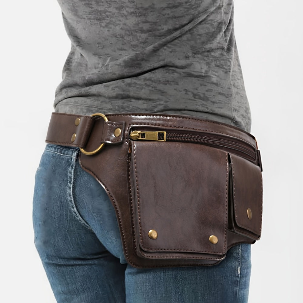 Waist Bag – Multi-Pocket, Leather Waist Metal Buckle Multi – detail view 9