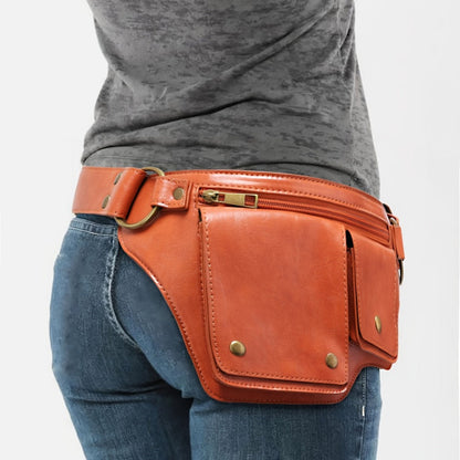 Waist Bag – Multi-Pocket, Leather Waist Metal Buckle Multi – detail view 11