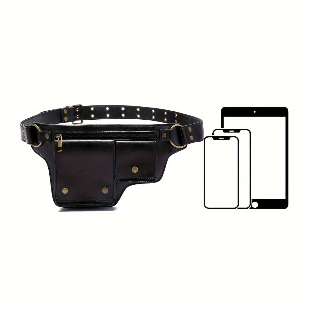 Waist Bag – Multi-Pocket, Leather Waist Metal Buckle Multi – detail view 3