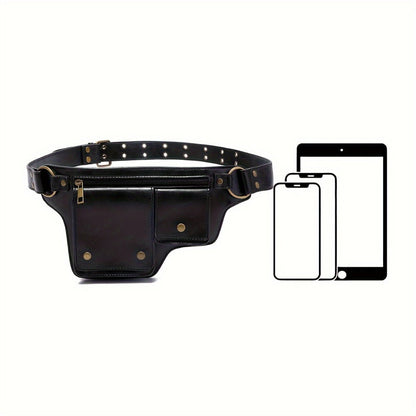 Waist Bag – Multi-Pocket, Leather Waist Metal Buckle Multi – detail view 3