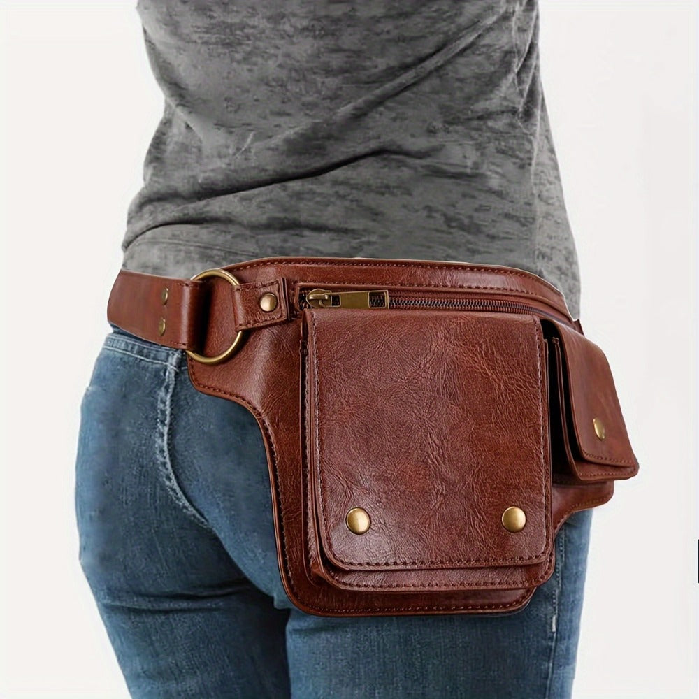 Waist Bag – Multi-Pocket, Leather Waist Metal Buckle Multi – detail view 5