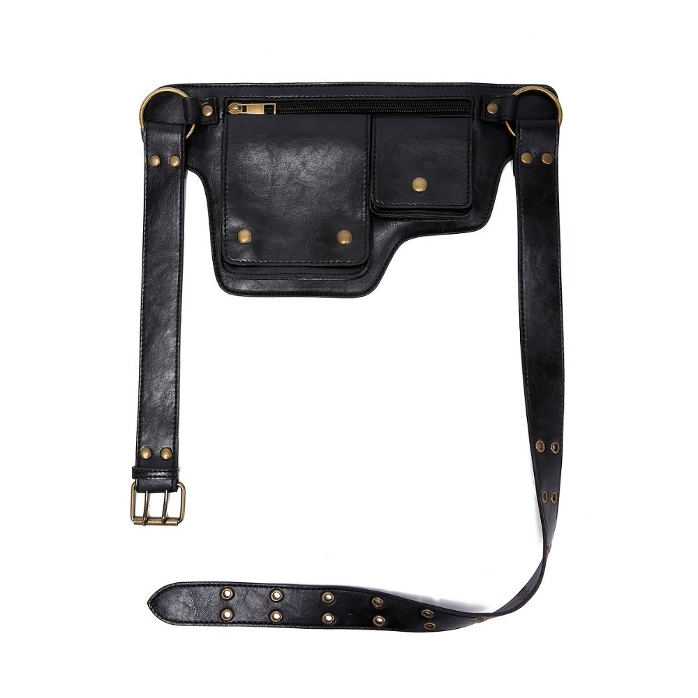 Waist Bag – Multi-Pocket, Leather Waist Metal Buckle Multi – detail view 6