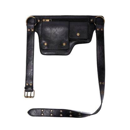 Waist Bag – Multi-Pocket, Leather Waist Metal Buckle Multi – detail view 6