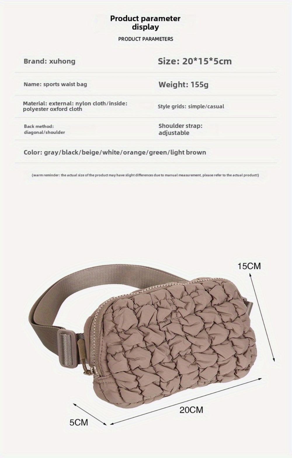 Waist Bag – 7 Colors, Quilted, for Everyday Use – detail view 27
