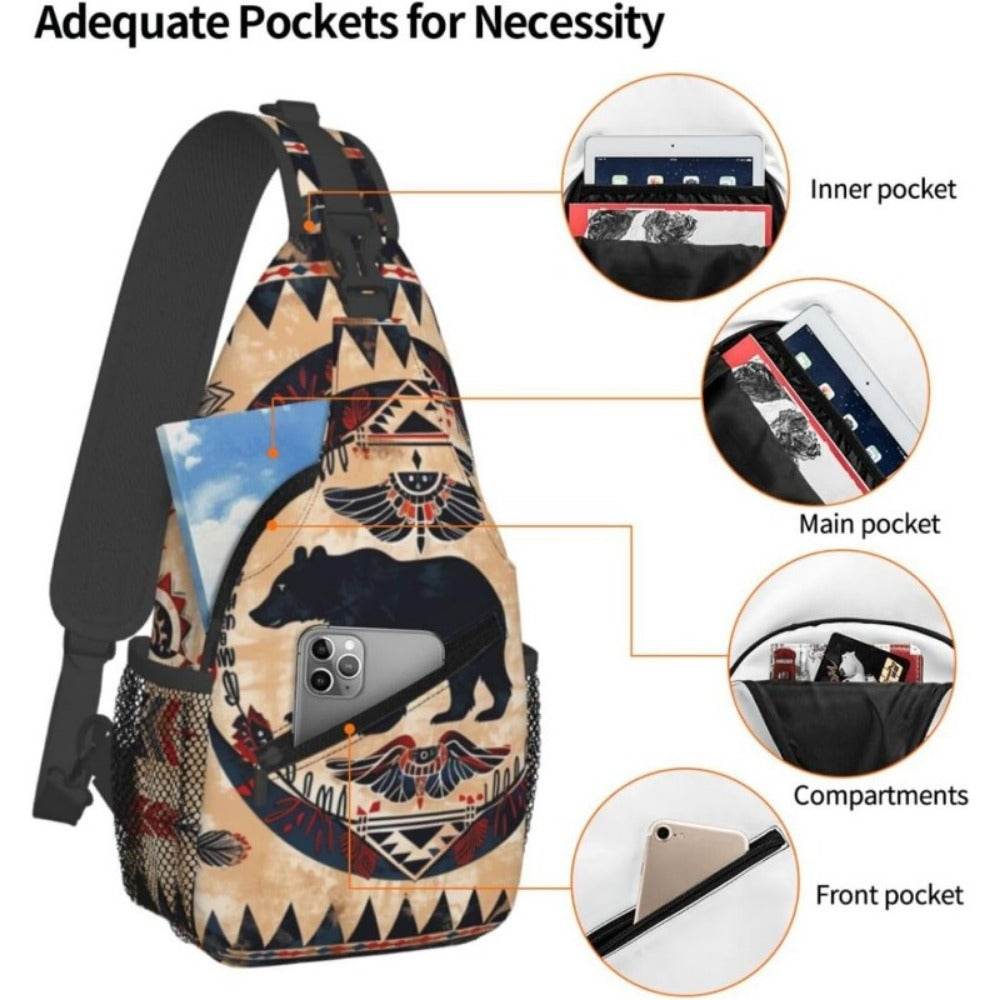 Waist Bag – for Travel & Everyday Use, Tribal Print Chest Native American – detail view 5