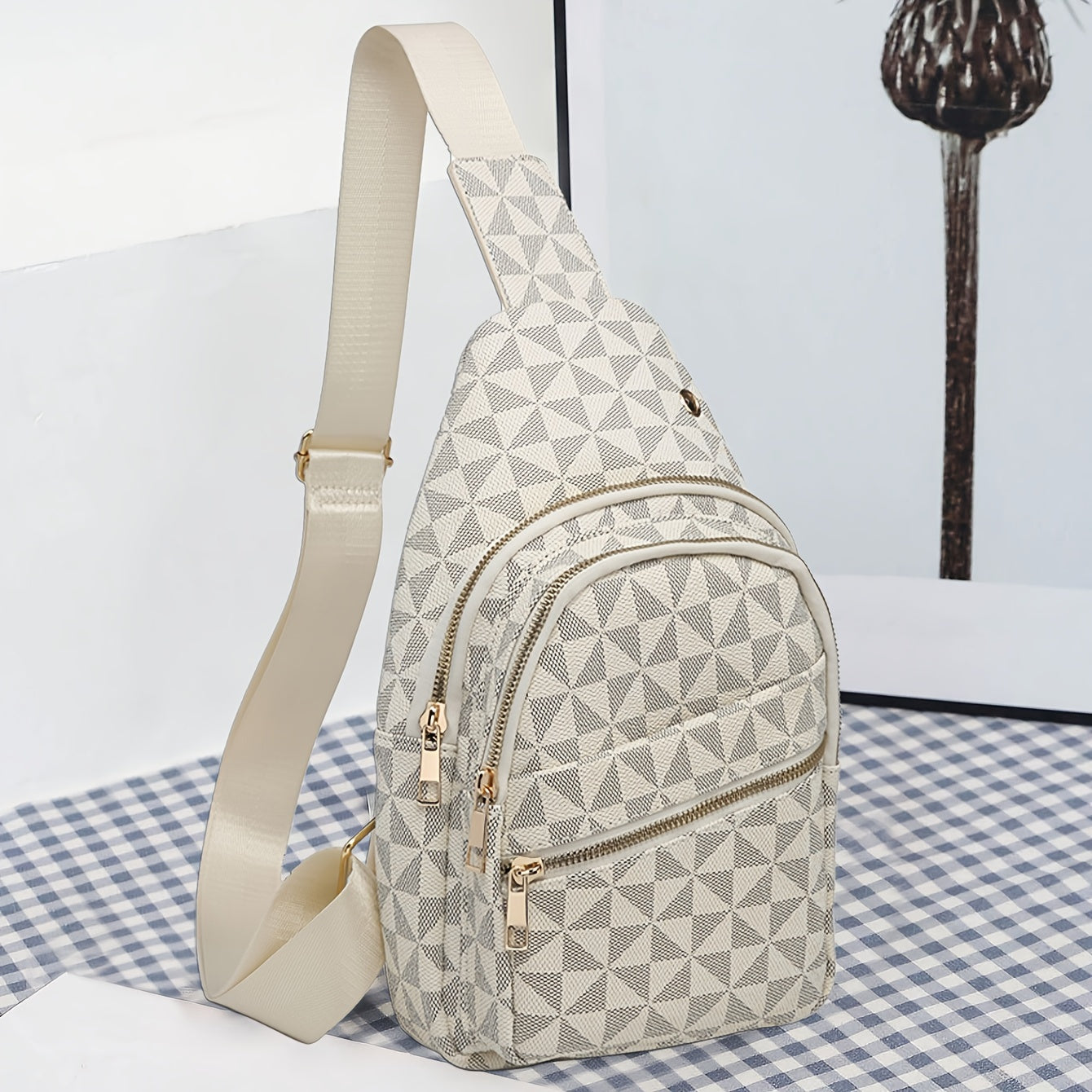 Waist Bag – for Travel, Small Geometric Pattern Waist Chest – detail view 12