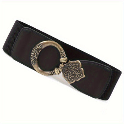 Waist Belt - Wide for Women - Retro Rivet Splicing Hollow Metal Corset , European - product detail view 3
