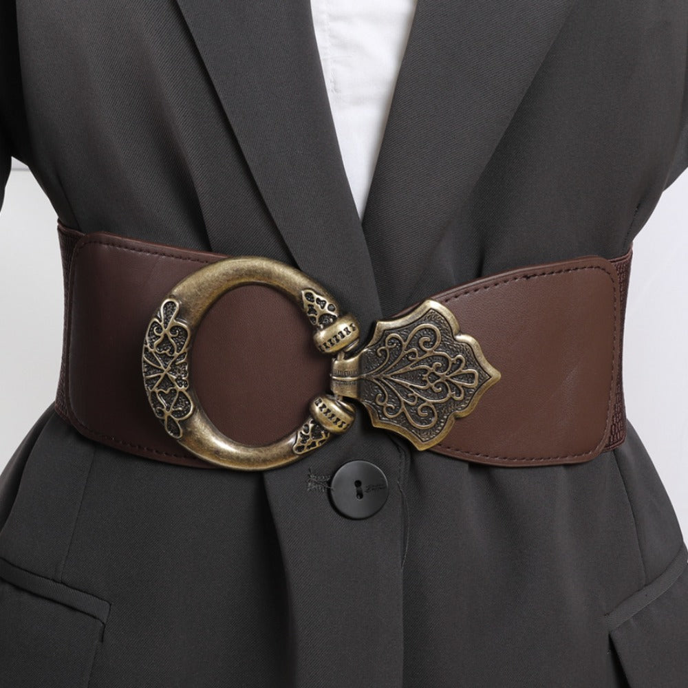 Waist Belt - Wide for Women - Retro Rivet Splicing Hollow Metal Corset , European - product detail view 4