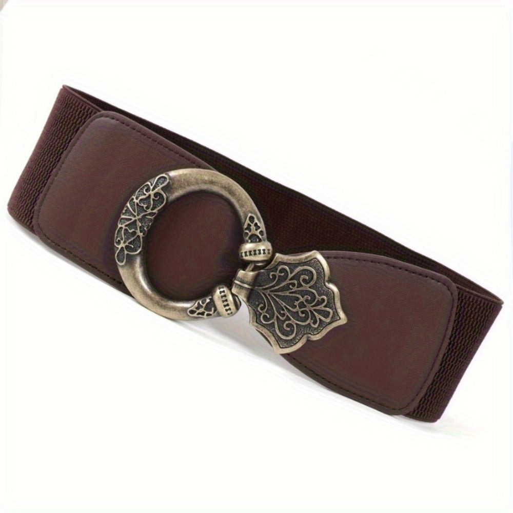 Waist Belt - Wide for Women - Retro Rivet Splicing Hollow Metal Corset , European - product detail view 6