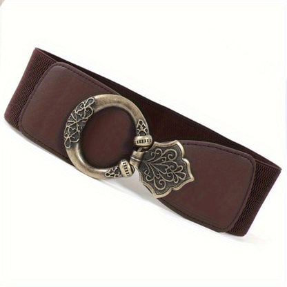 Waist Belt - Wide for Women - Retro Rivet Splicing Hollow Metal Corset , European - product detail view 6