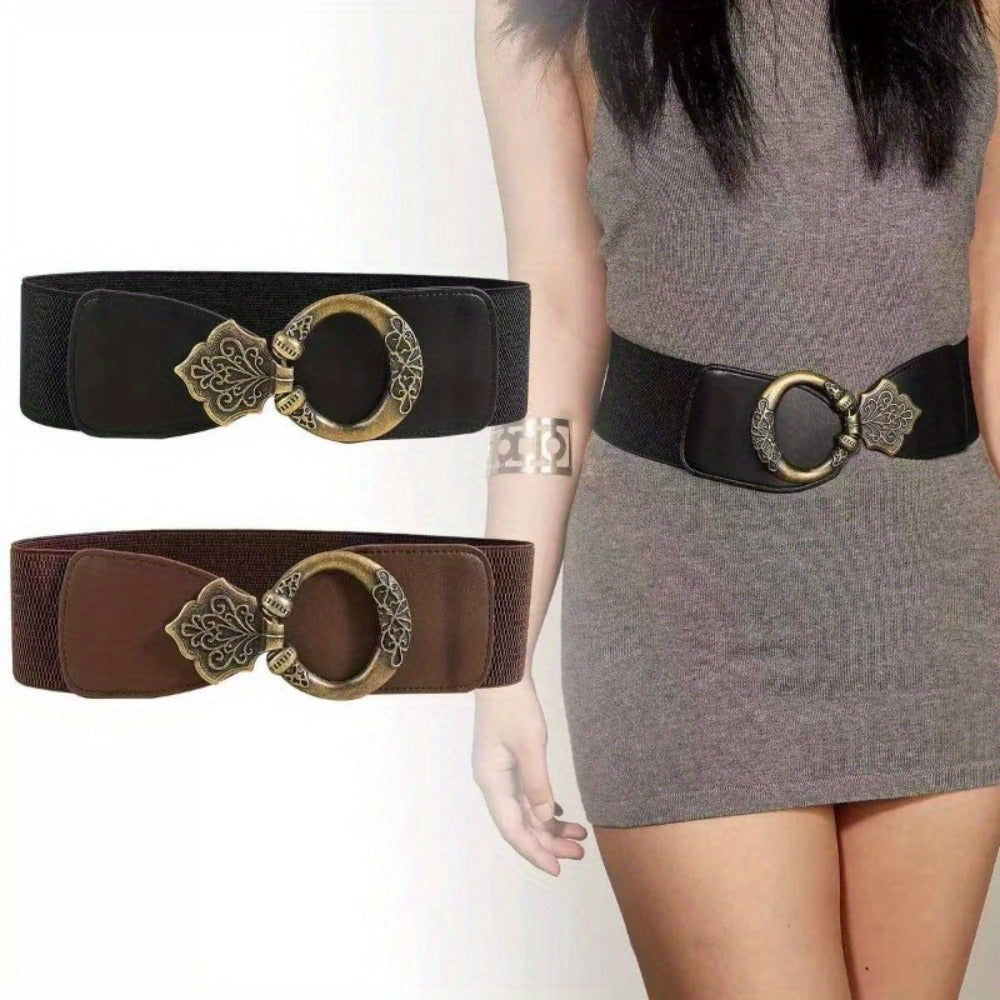 Waist Belt - Wide for Women - Retro Rivet Splicing Hollow Metal Corset , European - product detail view 7