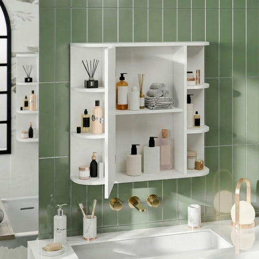 Wall-Mounted Bathroom Mirror Cabinet with Adjustable Shelves detail image