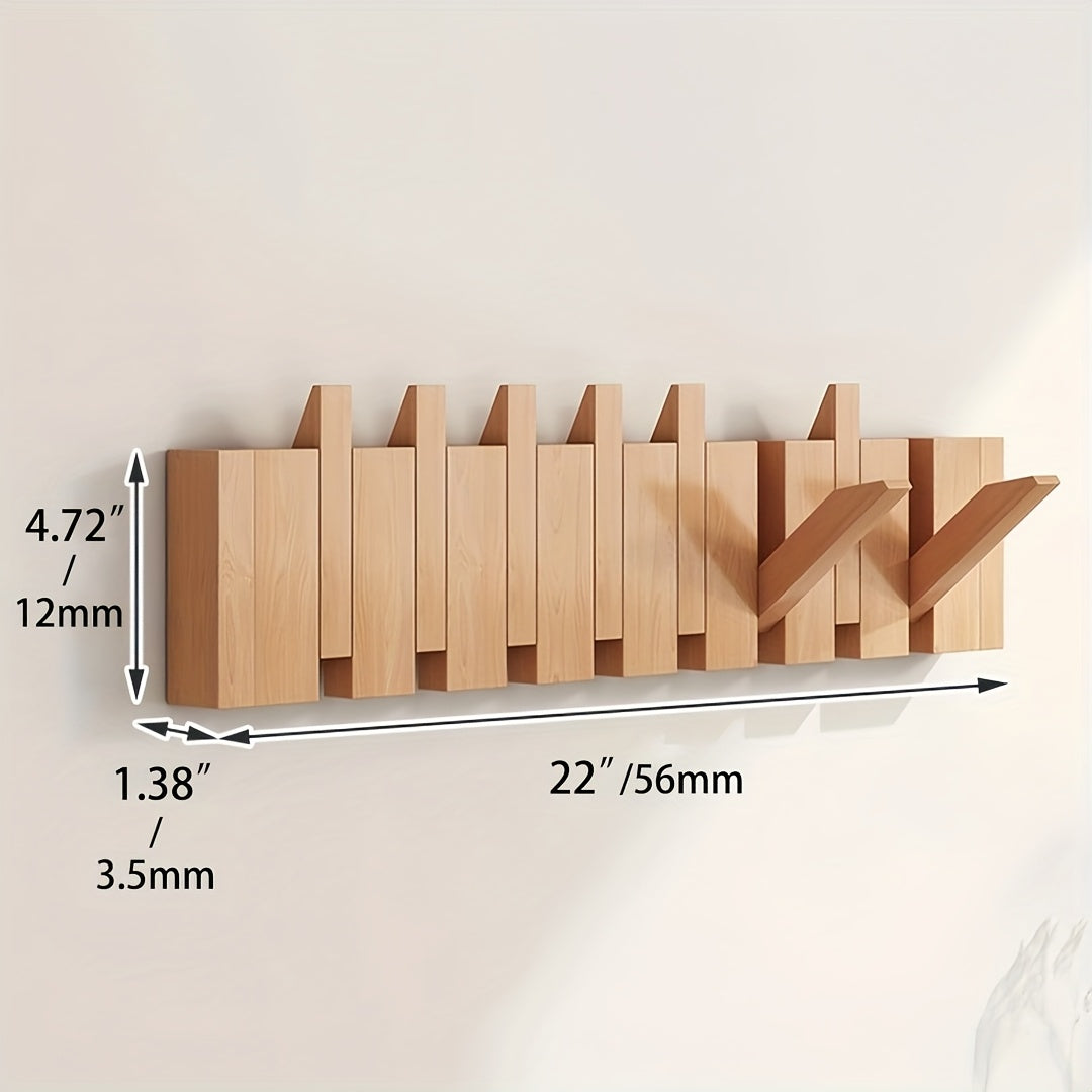 Coat Rack shown in the Beech, 8 Hooks option