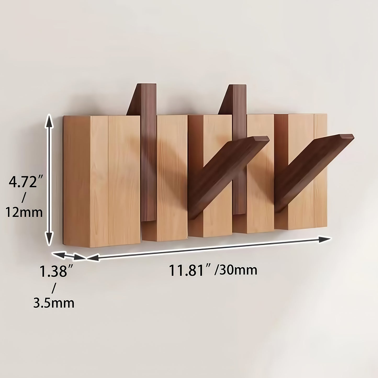 Coat Rack shown in the Beech & Walnut, 4 Hooks option