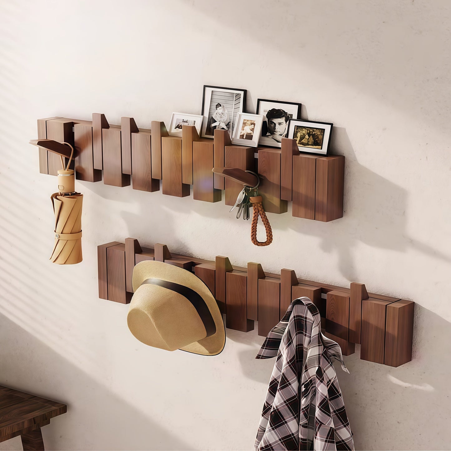 Wall-Mounted Foldable Coat Rack, Entryway Hall Tree for Organized Everyday Storage detail image - detail view 12