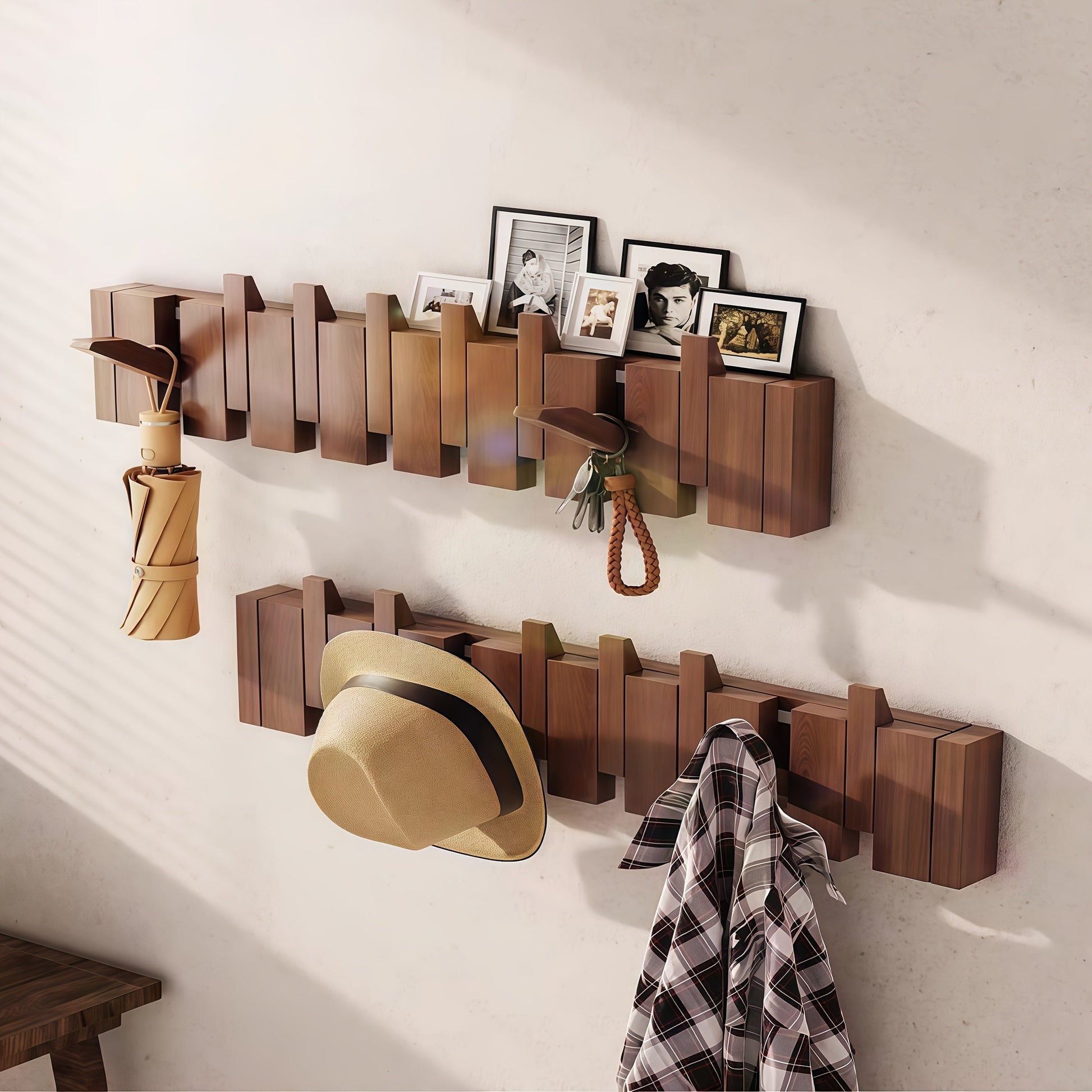 Wall-Mounted Foldable Coat Rack, Entryway Hall Tree for Organized Everyday Storage detail image - detail view 12