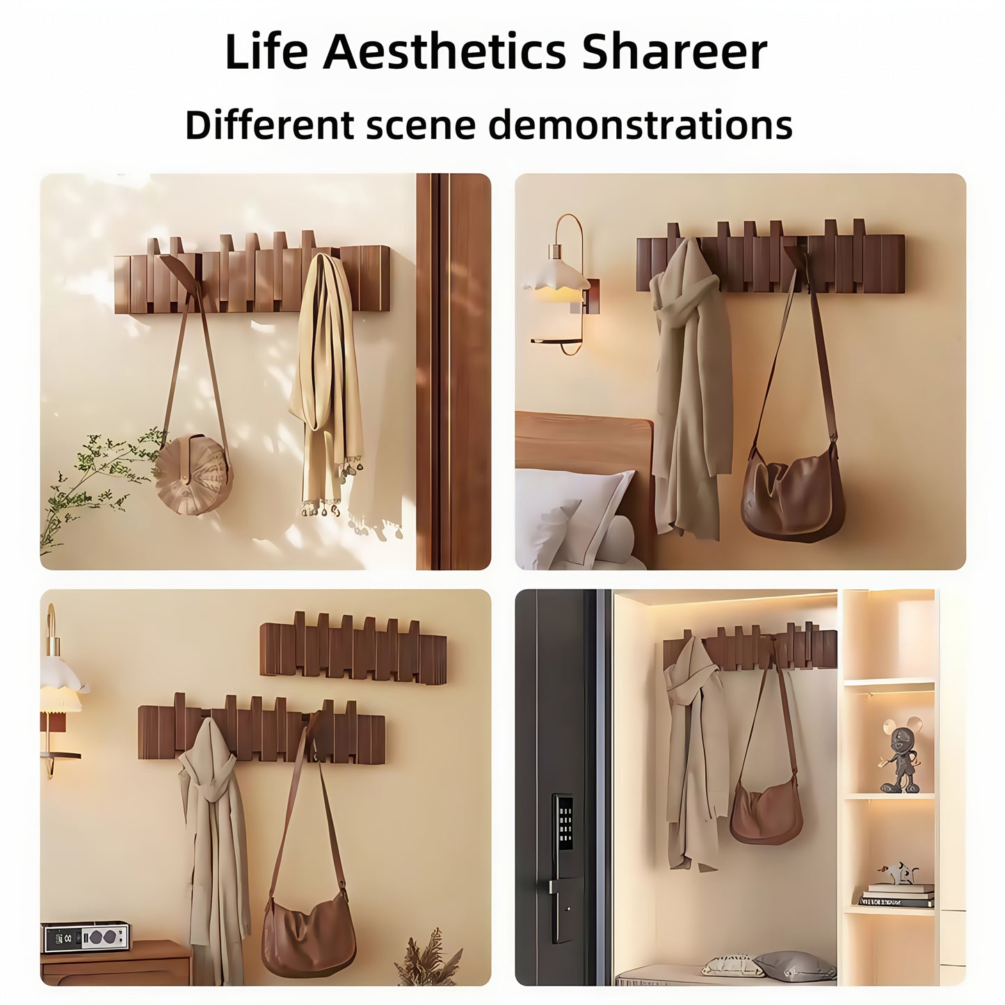 Wall-Mounted Foldable Coat Rack, Entryway Hall Tree for Organized Everyday Storage detail image - detail view 14