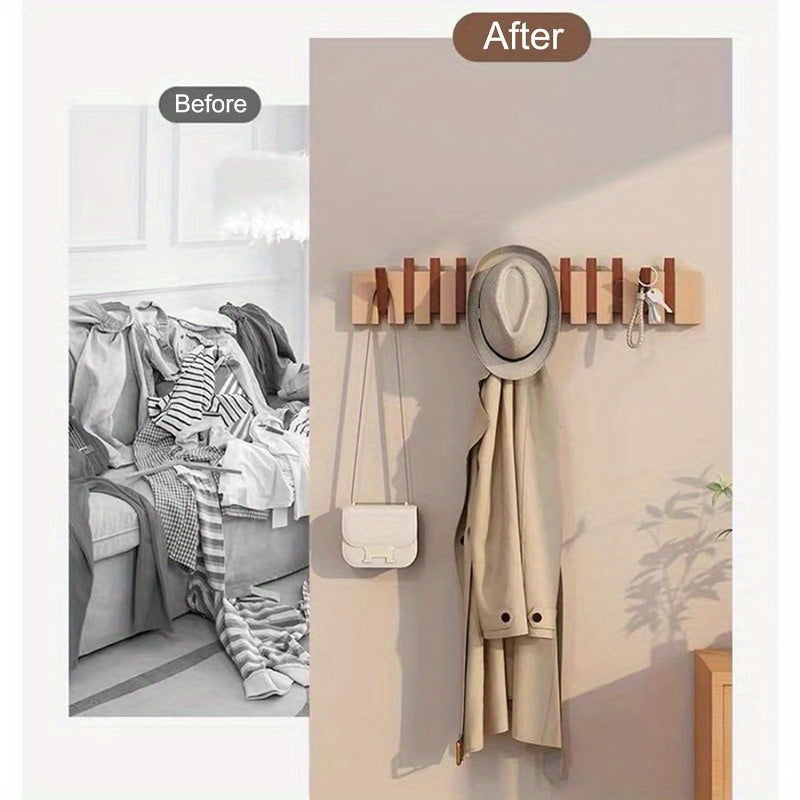 Wall-Mounted Foldable Coat Rack, Entryway Hall Tree for Organized Everyday Storage detail image - detail view 26