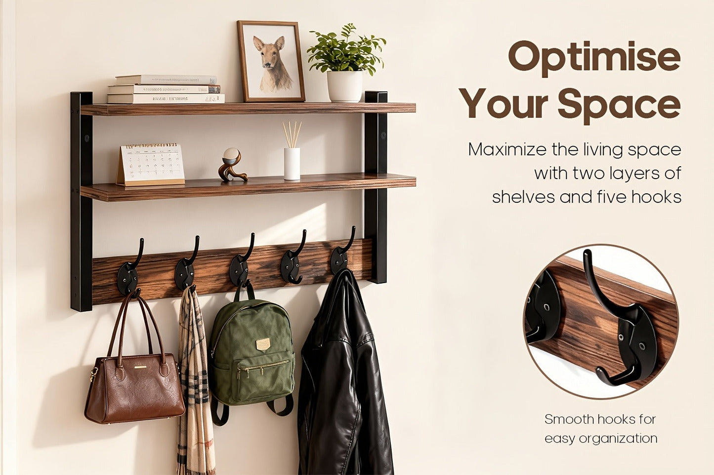 Wall-Mounted Freestanding Clothes Rack for Entryway and Living Room detail image - detail view 15