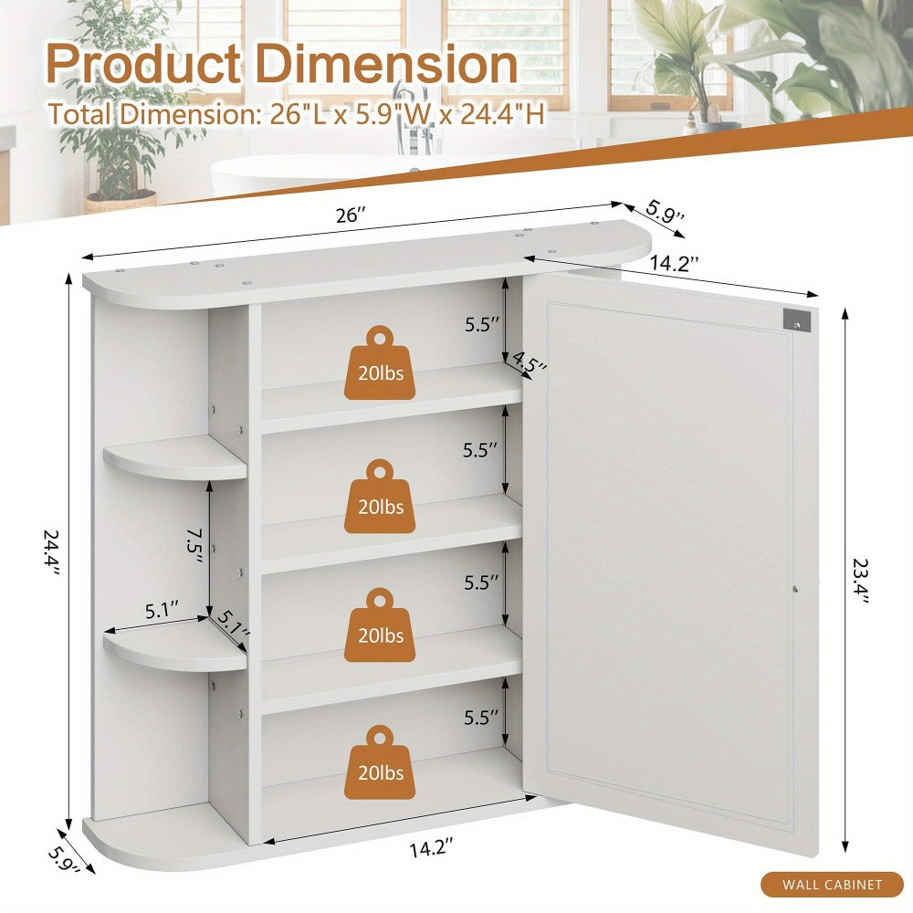 Wall-Mounted Medicine Cabinet with Open Shelves for Bathroom detail image - detail view 8