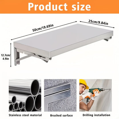 Wall-Mounted Metal Folding Table, Foldable Card Table for Bathroom detail image - detail view 3