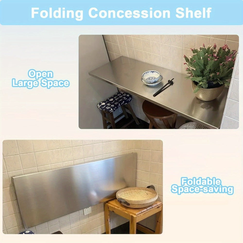 Wall-Mounted Metal Folding Table, Foldable Card Table for Bathroom detail image - detail view 4