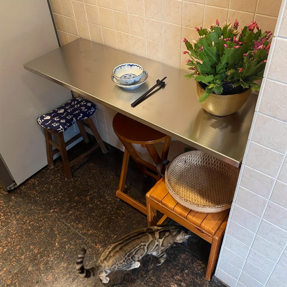 Wall-Mounted Metal Folding Table, Foldable Card Table for Bathroom detail image - detail view 6