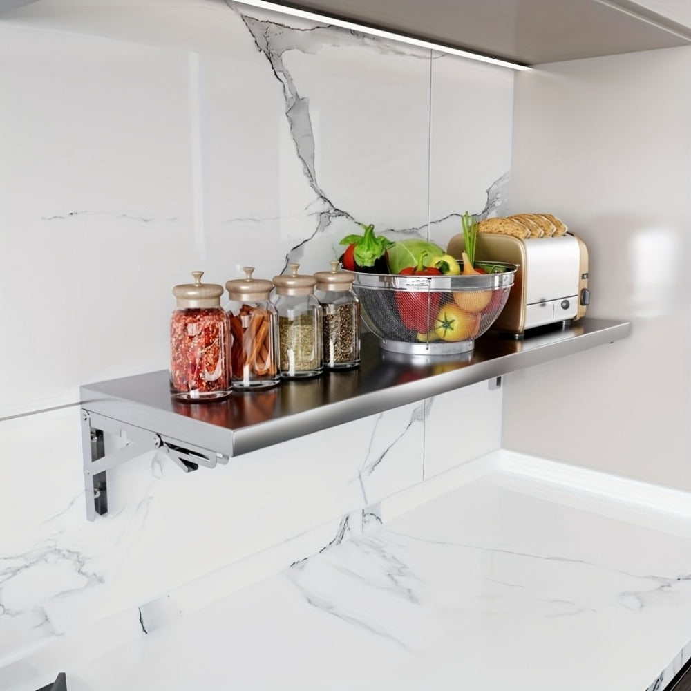Wall-Mounted Metal Folding Table, Foldable Card Table for Bathroom detail image - detail view 7