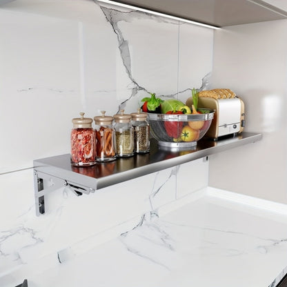 Wall-Mounted Metal Folding Table, Foldable Card Table for Bathroom detail image - detail view 7