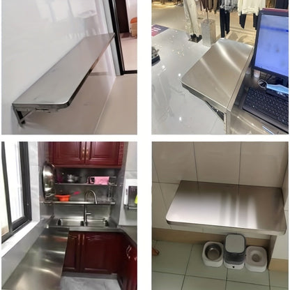Wall-Mounted Metal Folding Table, Foldable Card Table for Bathroom detail image - detail view 8