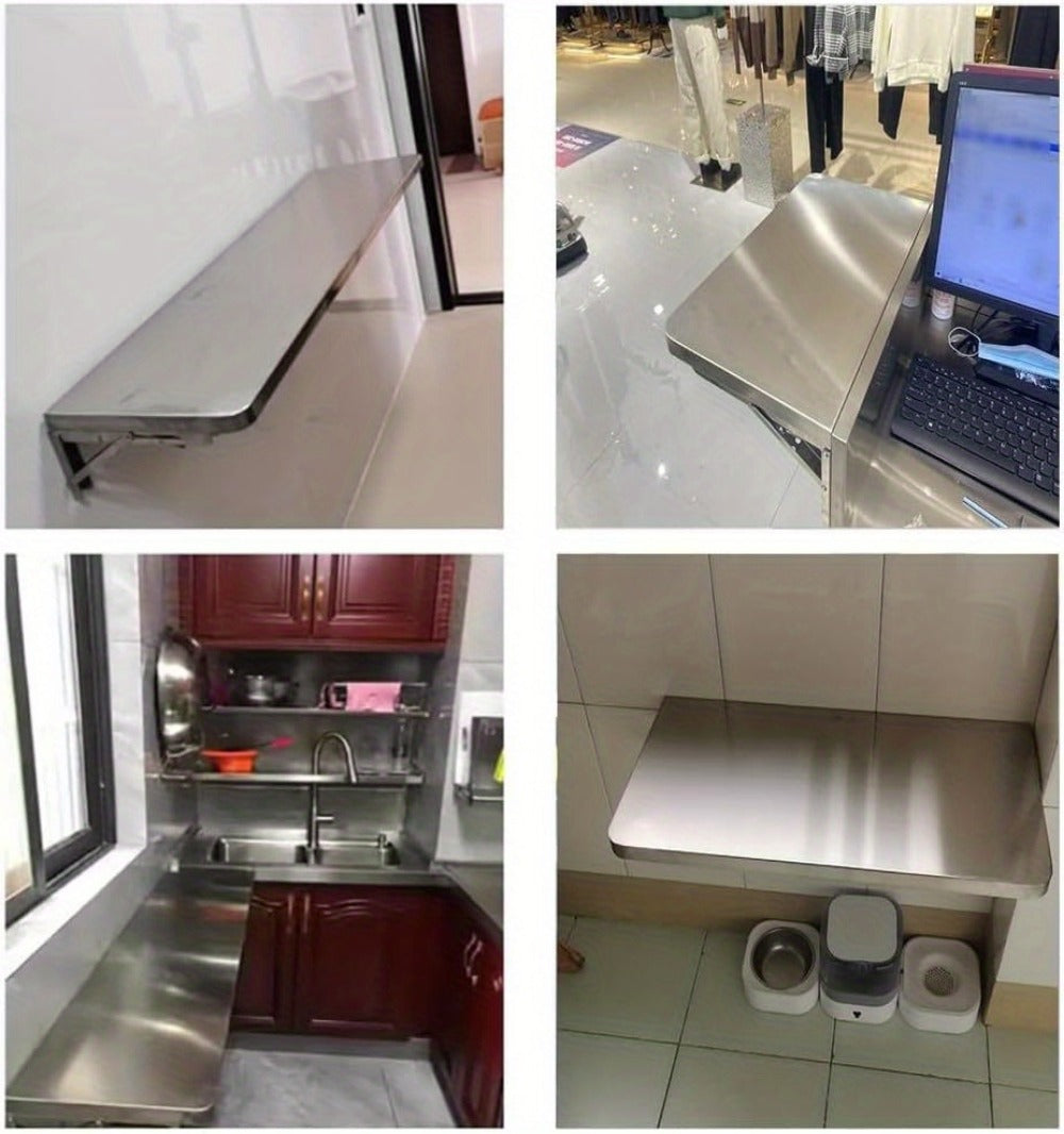Wall-Mounted Metal Folding Table, Foldable Card Table for Bathroom detail image - detail view 9