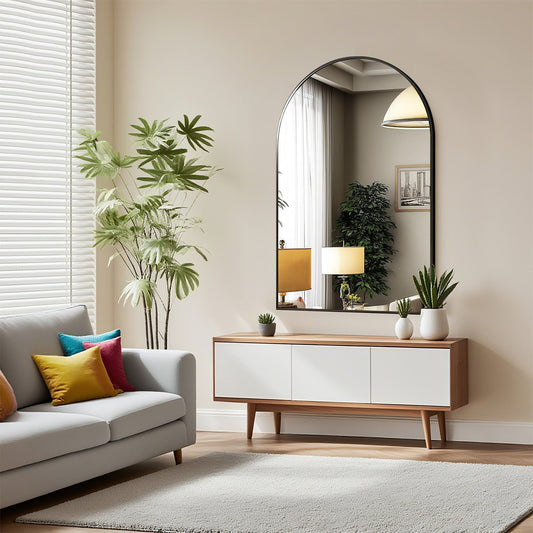 Wall-Mounted Metal Wall Mirror, Decorative Wall Mirror for Bathroom detail image