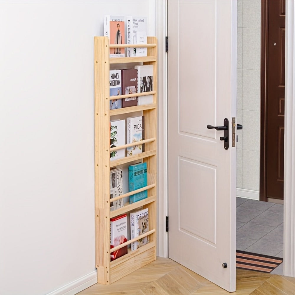 Wall-Mounted Narrow Bookshelf with Solid Wood Construction for Organized Everyday Storage detail image - detail view 14