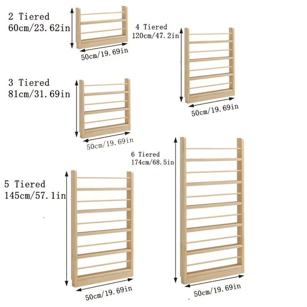 Wall-Mounted Narrow Bookshelf with Solid Wood Construction for Organized Everyday Storage detail image - detail view 18