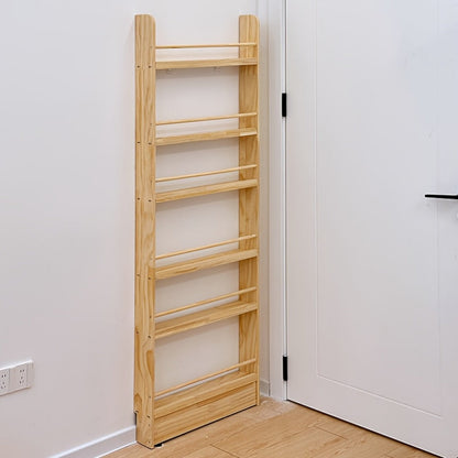 Wall-Mounted Narrow Bookshelf with Solid Wood Construction for Organized Everyday Storage detail image - detail view 22