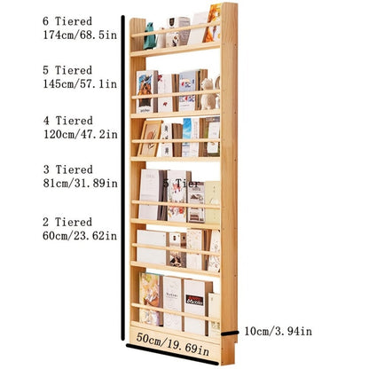 Wall-Mounted Narrow Bookshelf with Solid Wood Construction for Organized Everyday Storage detail image