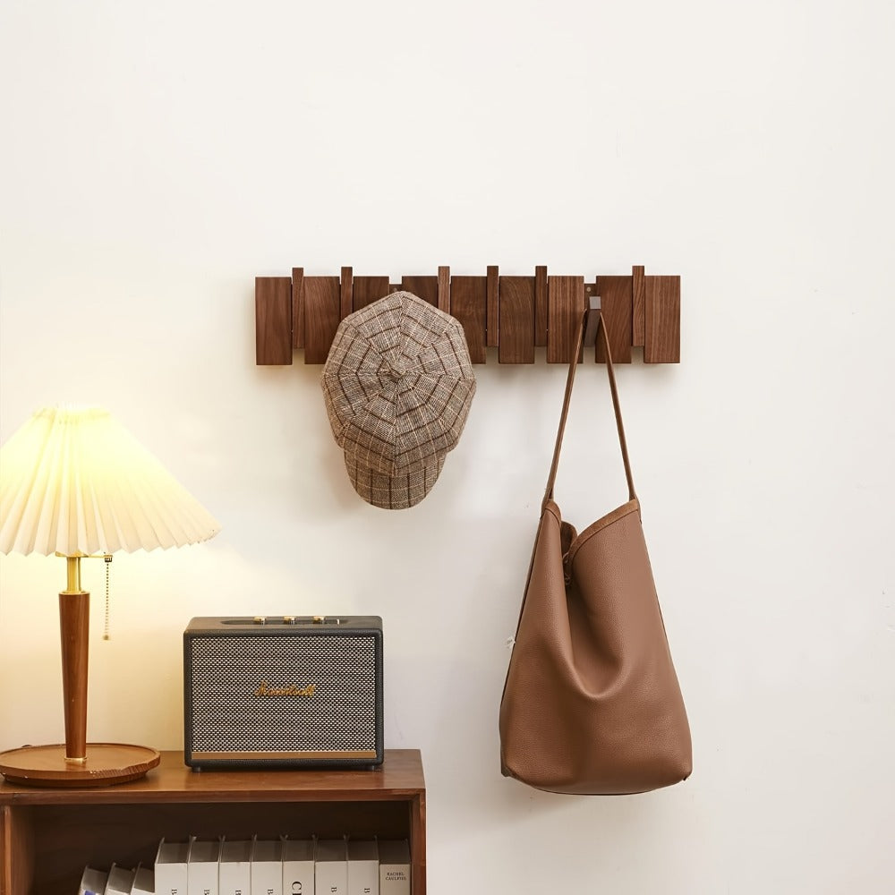 Wall-Mounted Solid Wood Coat Rack, Coat and Hat Organizer for Entryway detail image - detail view 12