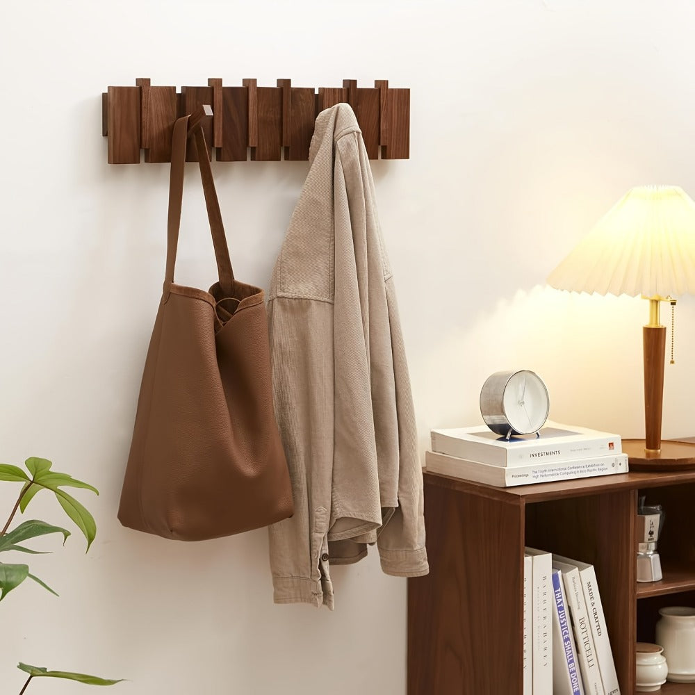 Wall-Mounted Solid Wood Coat Rack, Coat and Hat Organizer for Entryway detail image