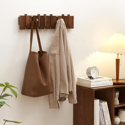 Wall-Mounted Solid Wood Coat Rack, Coat and Hat Organizer for Entryway detail image