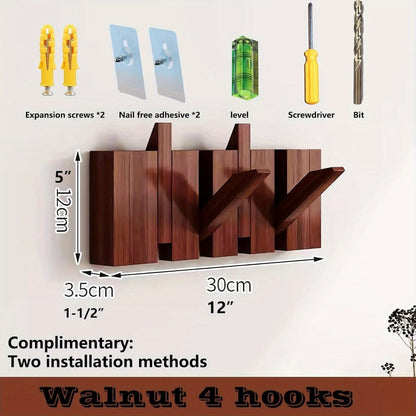 Wall-Mounted Solid Wood Coat Rack, Coat and Hat Organizer for Entryway detail image - detail view 3