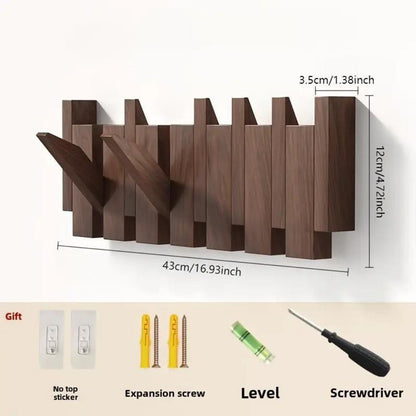 Wall-Mounted Solid Wood Coat Rack, Coat and Hat Organizer for Entryway detail image - detail view 9