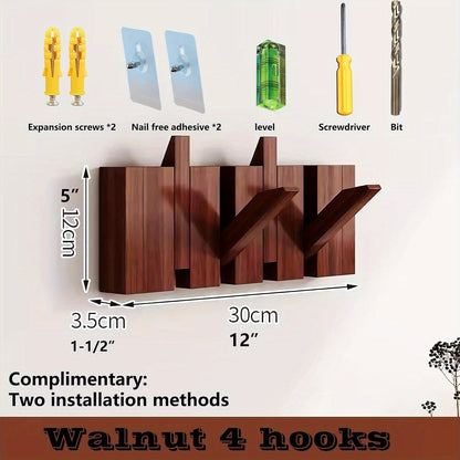 Coat Rack shown in the LED Walnut, 4 Hooks option