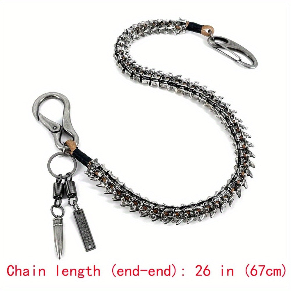 Wallet Chain - Men Punk Biker Heavy Duty Keel 26 Inch High-Grade Alloy, Ancient Silver - product detail view 2