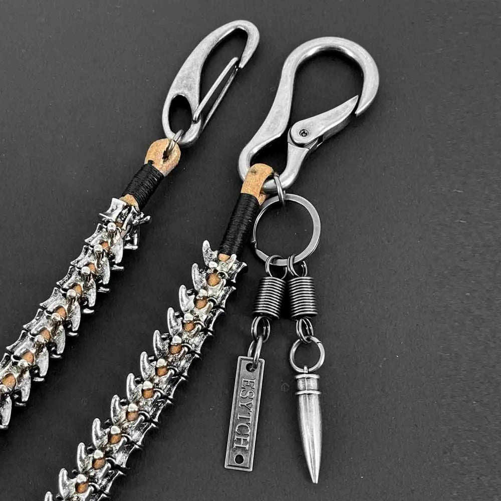 Wallet Chain - Men Punk Biker Heavy Duty Keel 26 Inch High-Grade Alloy, Ancient Silver - product detail view 3