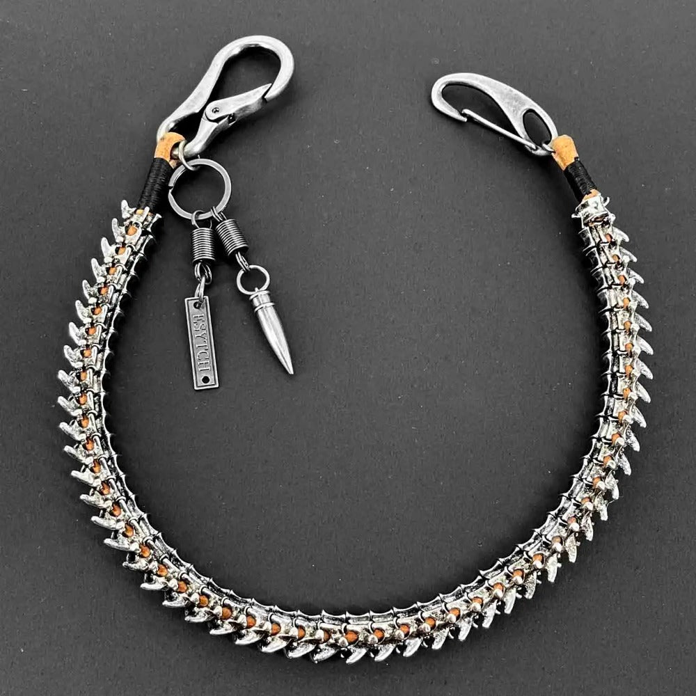 Wallet Chain - Men Punk Biker Heavy Duty Keel 26 Inch High-Grade Alloy, Ancient Silver - product detail view 4