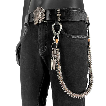 Wallet Chain - Men Punk Biker Heavy Duty Keel 26 Inch High-Grade Alloy, Ancient Silver - product detail view 5