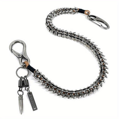 Wallet Chain - Men Punk Biker Heavy Duty Keel 26 Inch High-Grade Alloy, Ancient Silver - product detail view 6