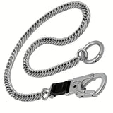 Black Leather Silvery Chain